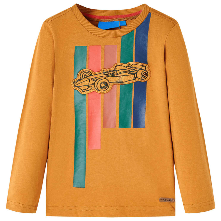 Kindershirt met lange mouwen 116 donkerokerkleurig Oker