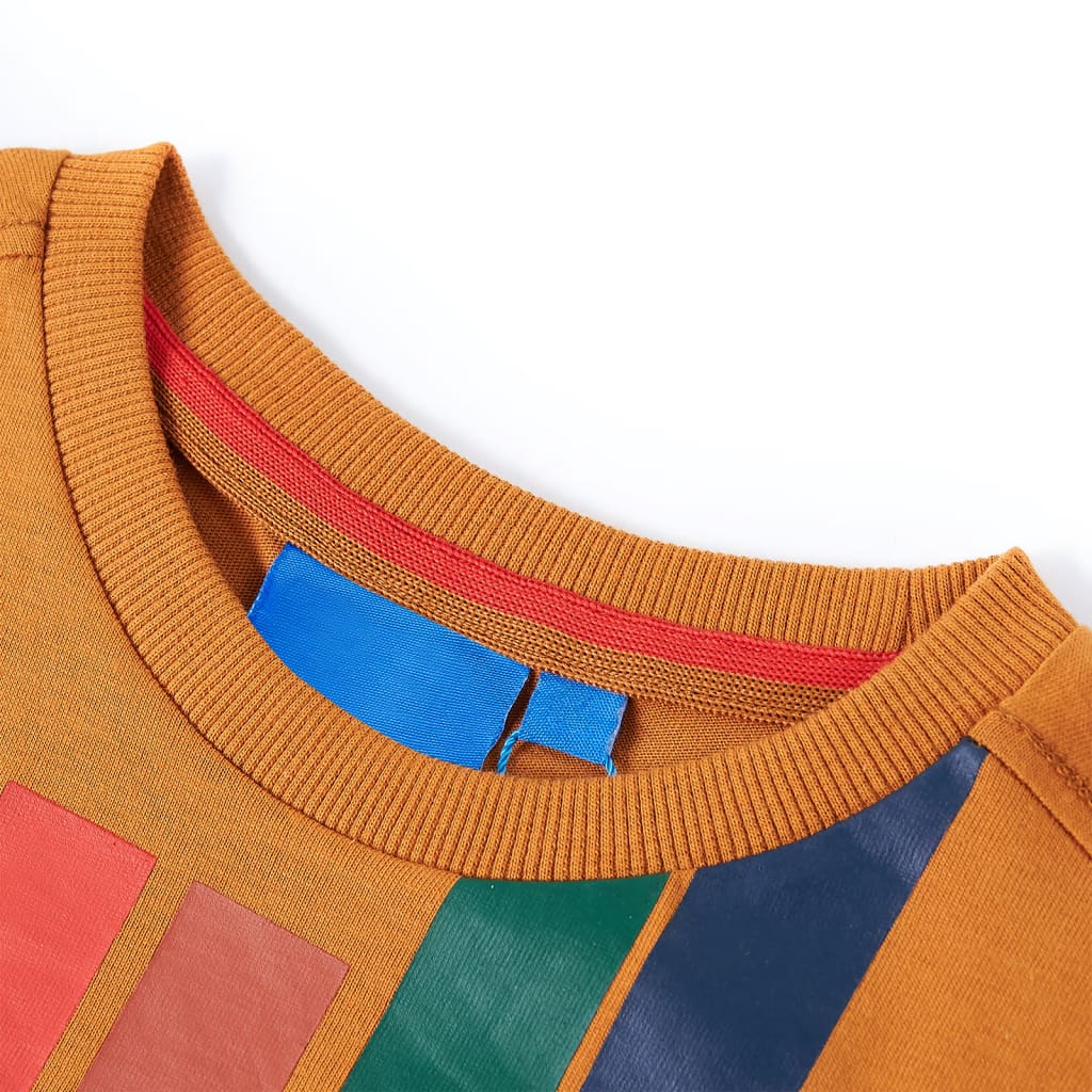 Kindershirt met lange mouwen 116 donkerokerkleurig Oker