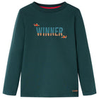 Kindershirt lange mouwen 104 donkergroen katoen