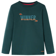 Kindershirt lange mouwen 104 donkergroen katoen