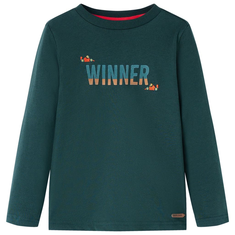 Kindershirt met lange mouwen 104 donkergroen Donkergroen