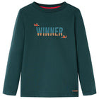 Kindershirt lange mouwen 116 donkergroen katoen