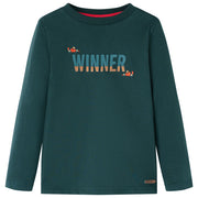 Kindershirt lange mouwen 116 donkergroen katoen