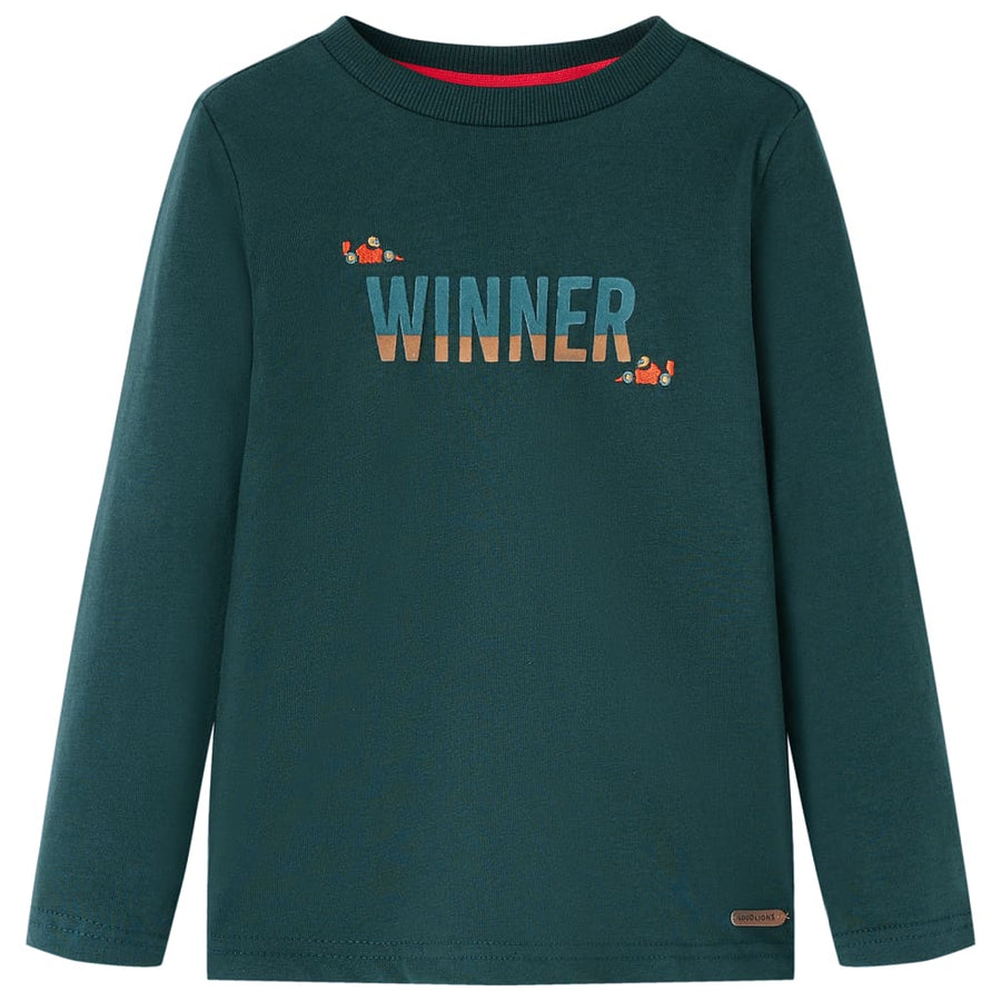 Kindershirt met lange mouwen 116 donkergroen Donkergroen