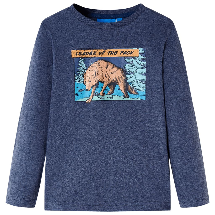 Kindershirt met lange mouwen 128 gemêleerd donkerblauw