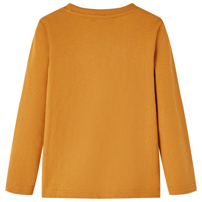 Kindershirt met lange mouwen 104 donkerokerkleurig 104