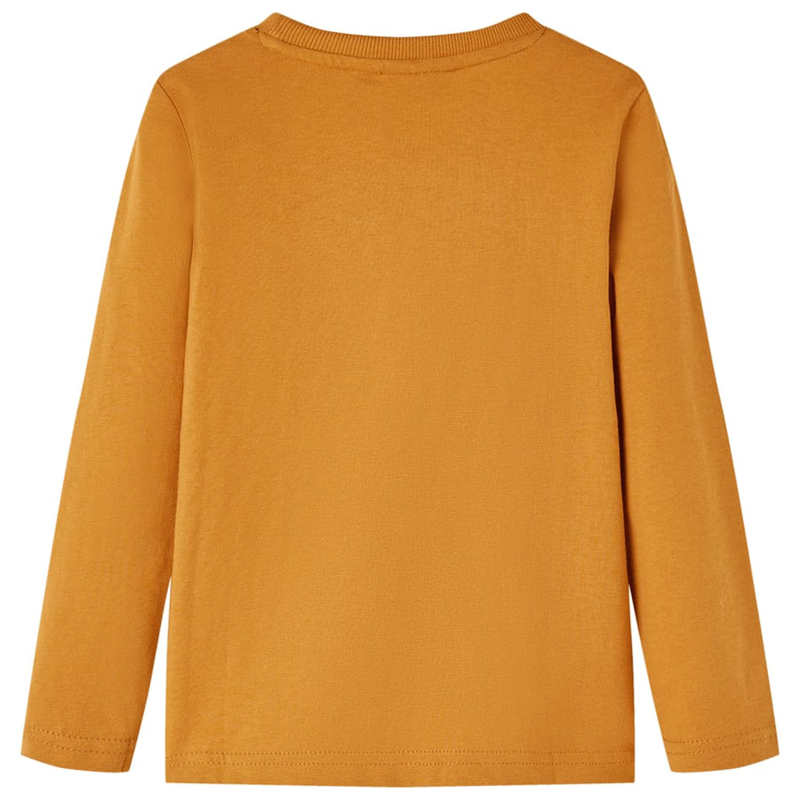 Kindershirt met lange mouwen 104 donkerokerkleurig 104