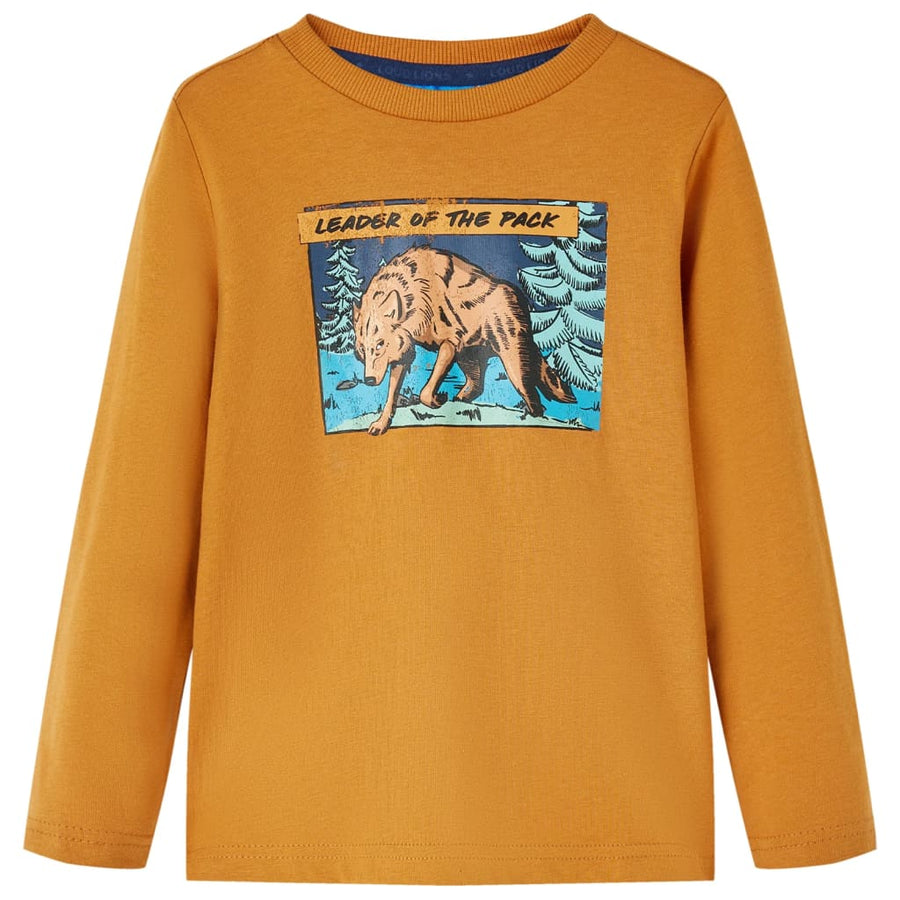 Kindershirt met lange mouwen 128 donkerokerkleurig 128
