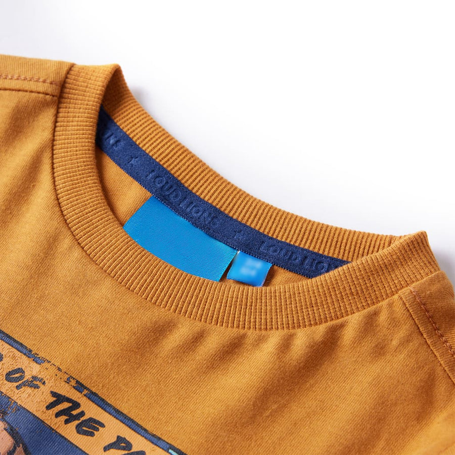 Kindershirt met lange mouwen 128 donkerokerkleurig 128