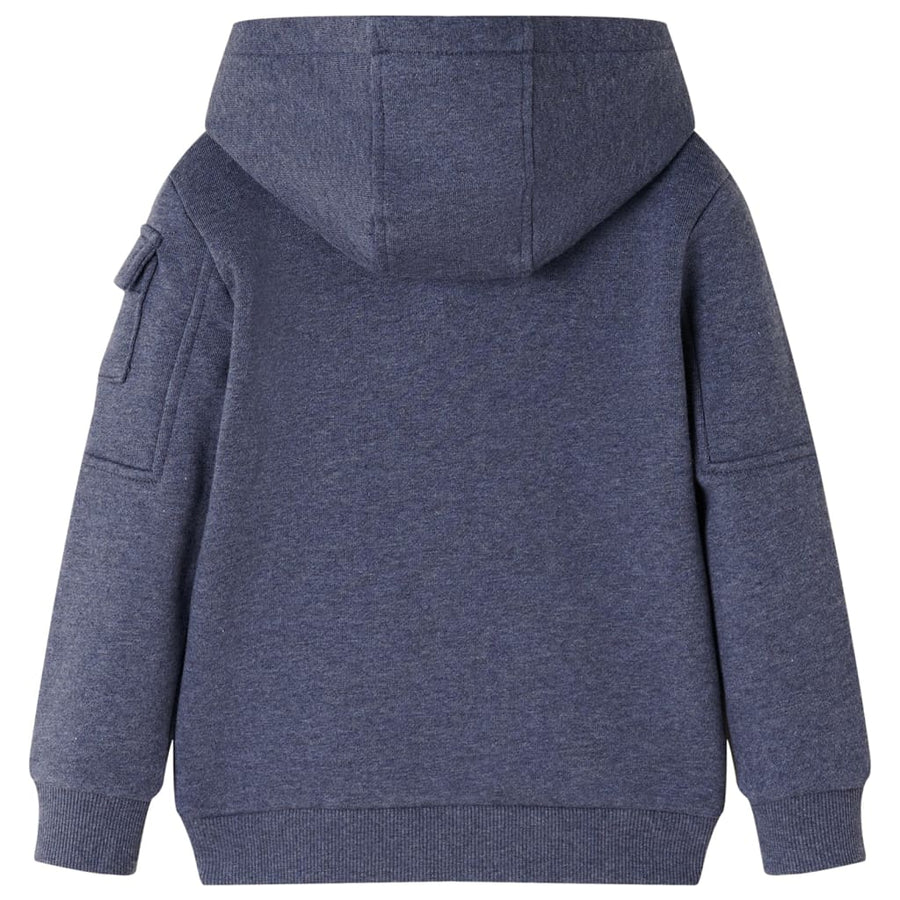 Kindervest met capuchon en rits 92 gemêleerd donkerblauw