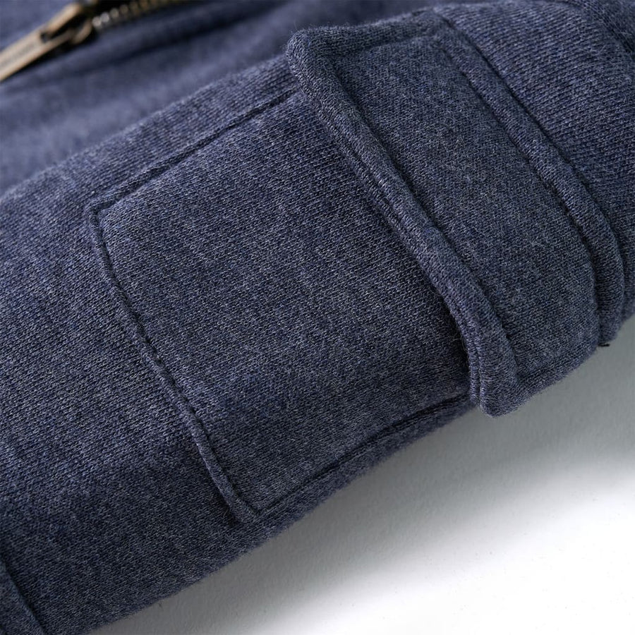Kindervest met capuchon en rits 92 gemêleerd donkerblauw