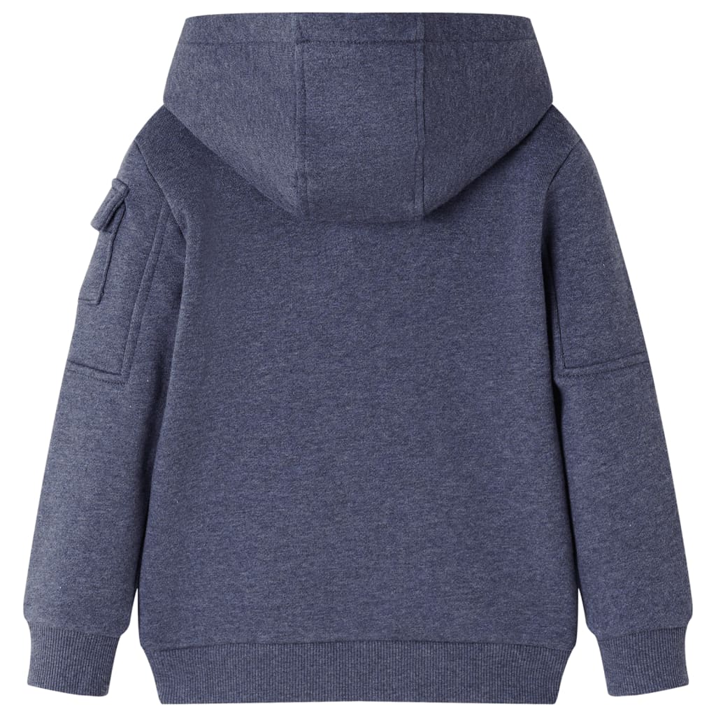 Kindervest met capuchon en rits 104 gemêleerd donkerblauw 104