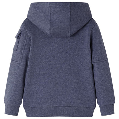Kindervest met capuchon en rits 104 gemêleerd donkerblauw 104