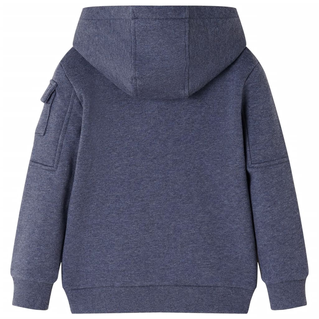 Kindervest met capuchon en rits 128 gemêleerd donkerblauw 128