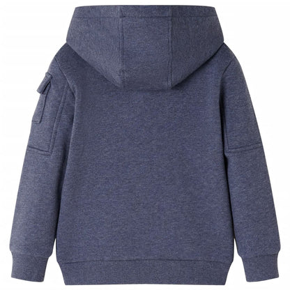 Kindervest met capuchon en rits 128 gemêleerd donkerblauw 128