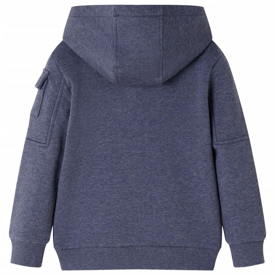 Kindervest met capuchon en rits 128 gemêleerd donkerblauw 128