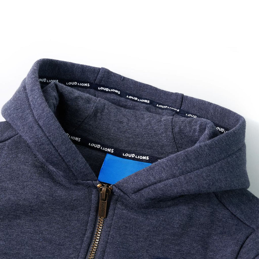 Kindervest met capuchon en rits 128 gemêleerd donkerblauw 128