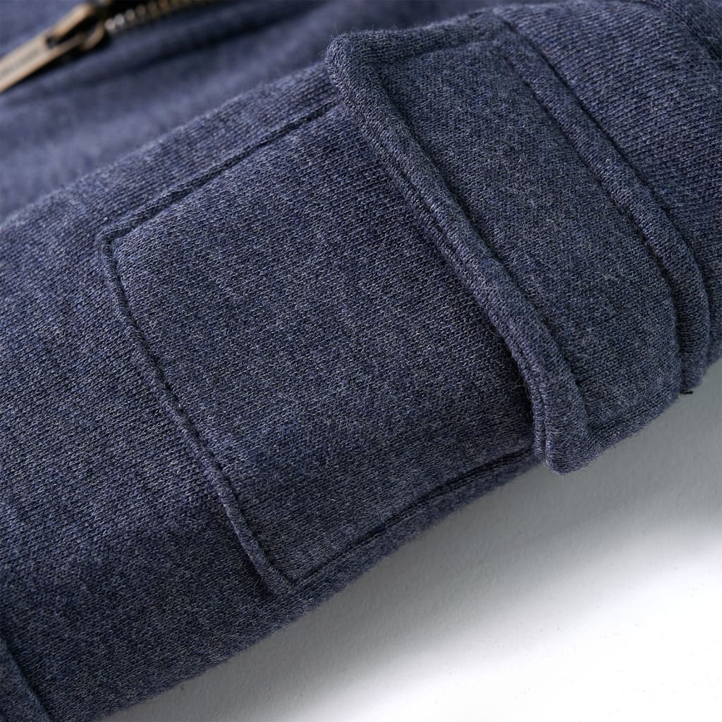 Kindervest met capuchon en rits 128 gemêleerd donkerblauw 128