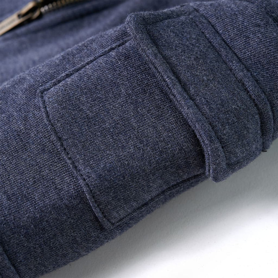 Kindervest met capuchon en rits 128 gemêleerd donkerblauw 128