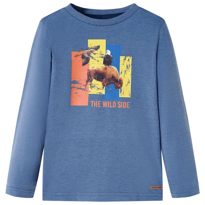 Kindershirt met lange mouwen 116 gemêleerd blauw 116