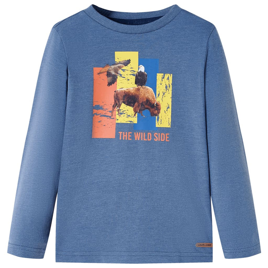 Kindershirt met lange mouwen 116 gemêleerd blauw 116