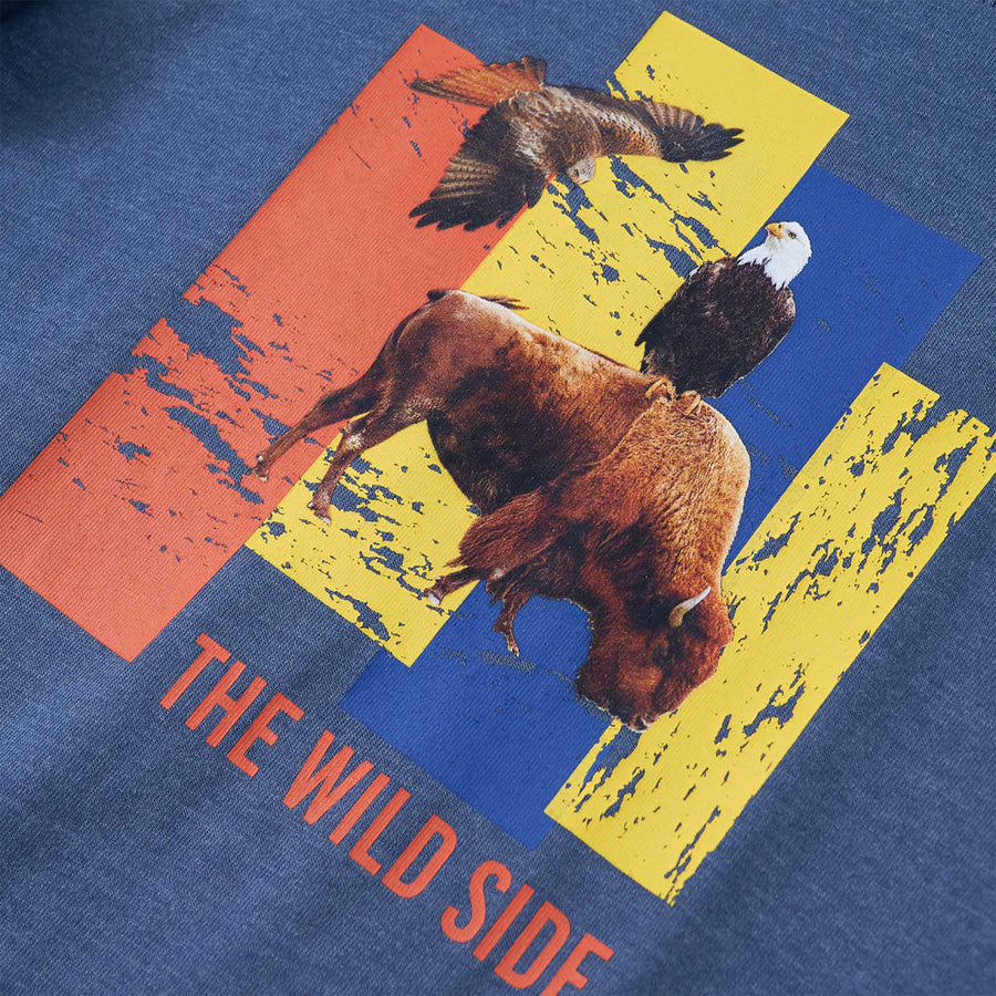 Kindershirt met lange mouwen 116 gemêleerd blauw 116