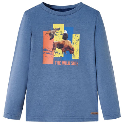 Kindershirt met lange mouwen 128 gemêleerd blauw 128