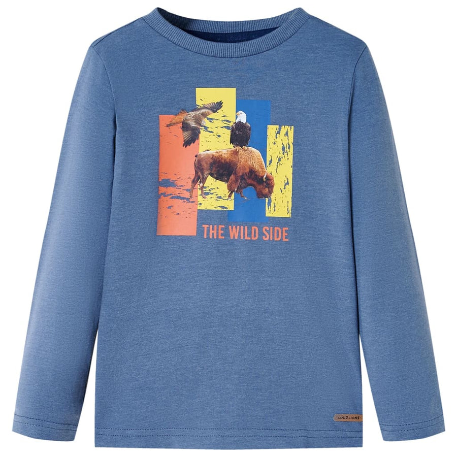 Kindershirt met lange mouwen 128 gemêleerd blauw 128