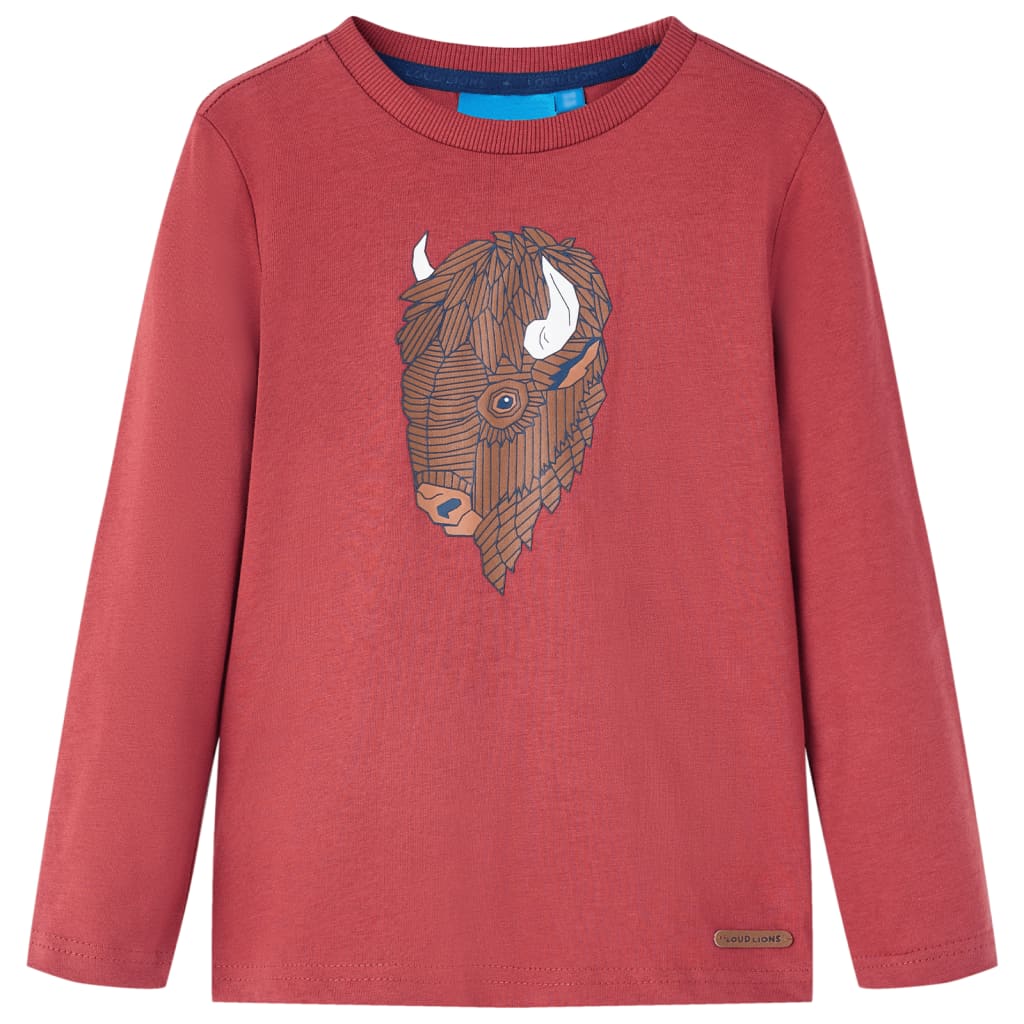 Kindershirt met lange mouwen 116 roodbruin Rood