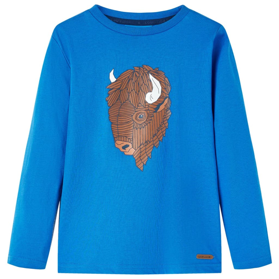 Kindershirt met lange mouwen 116 kobaltblauw Blauw 116