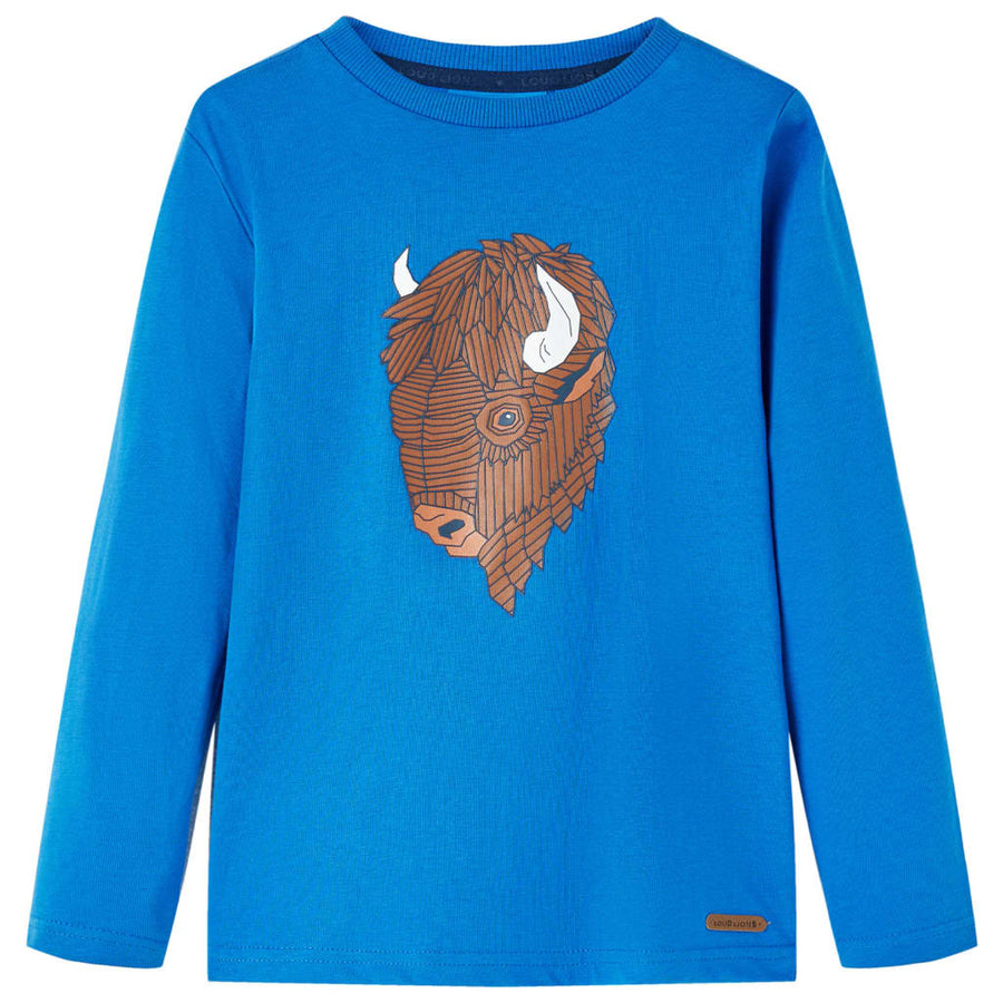 Kindershirt met lange mouwen 128 kobaltblauw Blauw 128