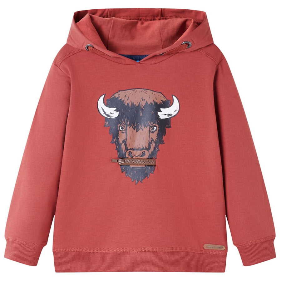 Kindertrui met capuchon 128 roodbruin 128