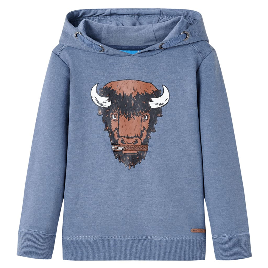 Kindertrui met capuchon 116 gemêleerd blauw