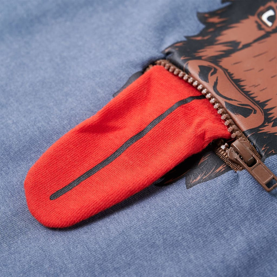 Kindertrui met capuchon 116 gemêleerd blauw
