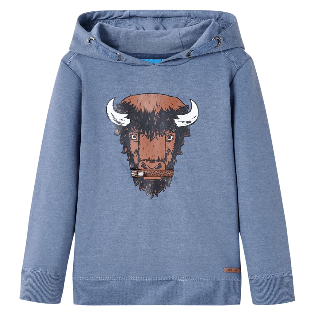 Kindertrui met capuchon 128 gemêleerd blauw