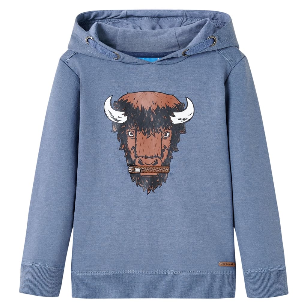 Kindertrui met capuchon 140 gemêleerd blauw 140