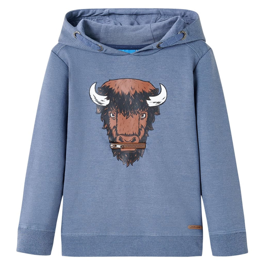 Kindertrui met capuchon 140 gemêleerd blauw 140