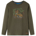 Kids' long-sleeved shirt 92 khaki