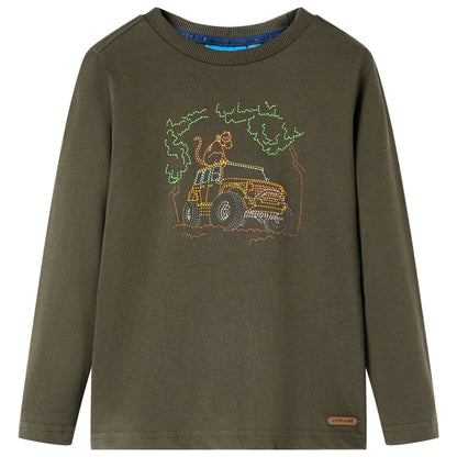 Kindershirt met lange mouwen 92 kakikleurig Kaki 92