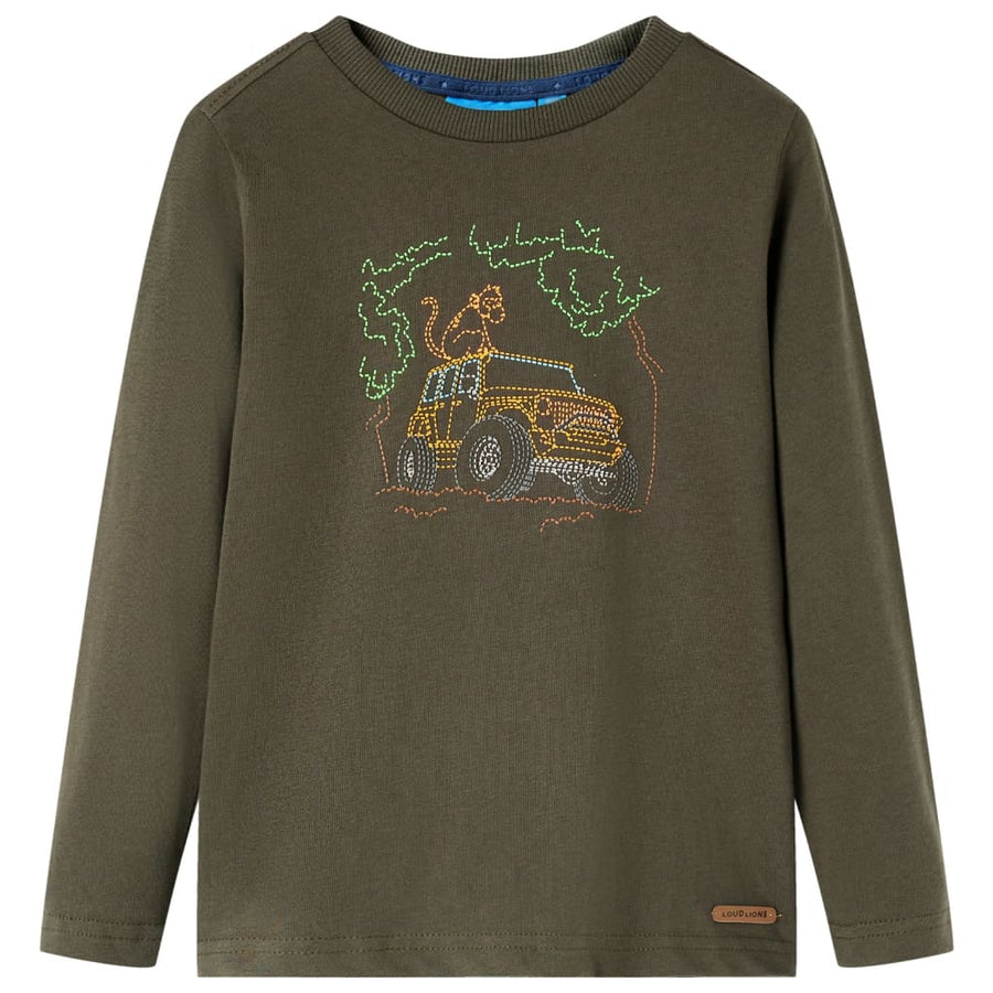 Kindershirt met lange mouwen 92 kakikleurig Kaki 92