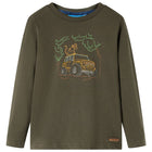 Kindershirt lange mouwen 104 kaki katoen