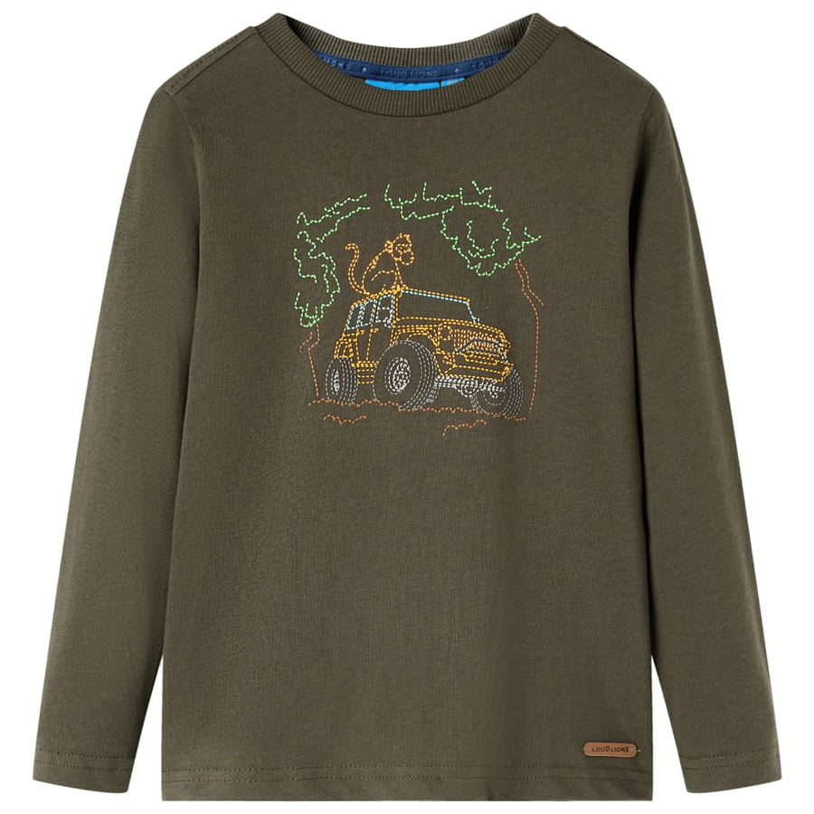 Kindershirt met lange mouwen 104 kakikleurig Kaki 104