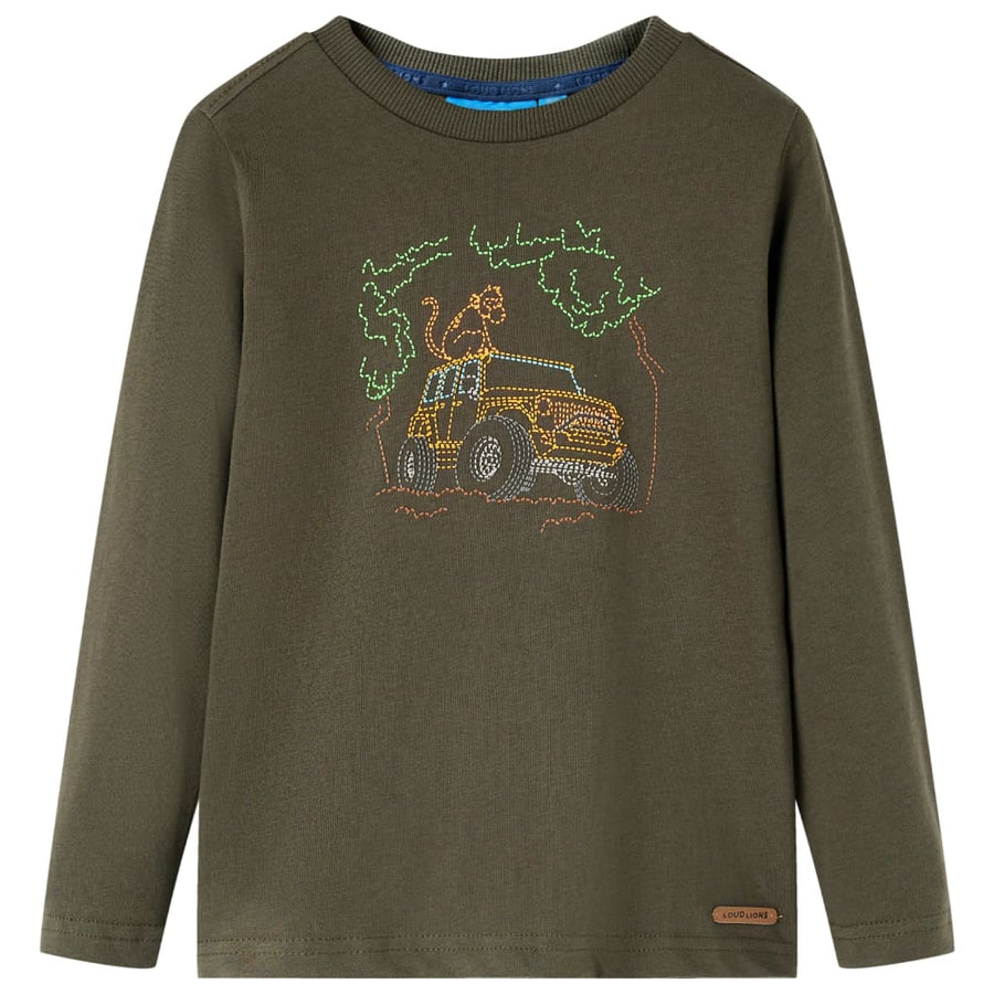 Kindershirt met lange mouwen 128 kakikleurig Kaki 128