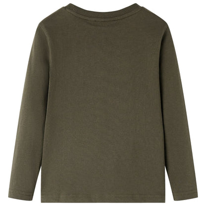 Kindershirt met lange mouwen 128 kakikleurig Kaki 128