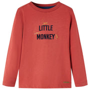 Kindershirt lange mouwen 92 roodbruin