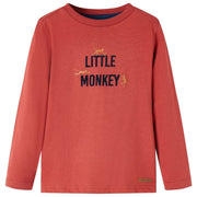 Kindershirt lange mouwen 128 roodbruin