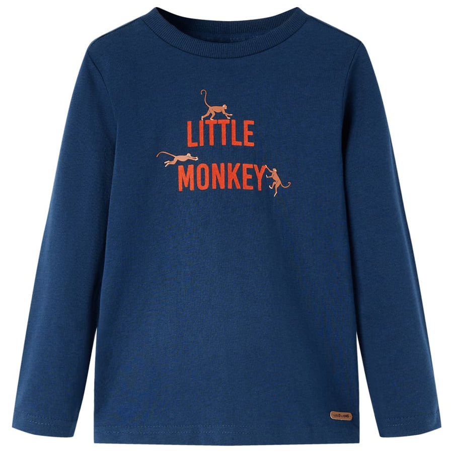Kindershirt met lange mouwen 128 marineblauw Marineblauw
