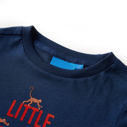 Kindershirt met lange mouwen 128 marineblauw Marineblauw