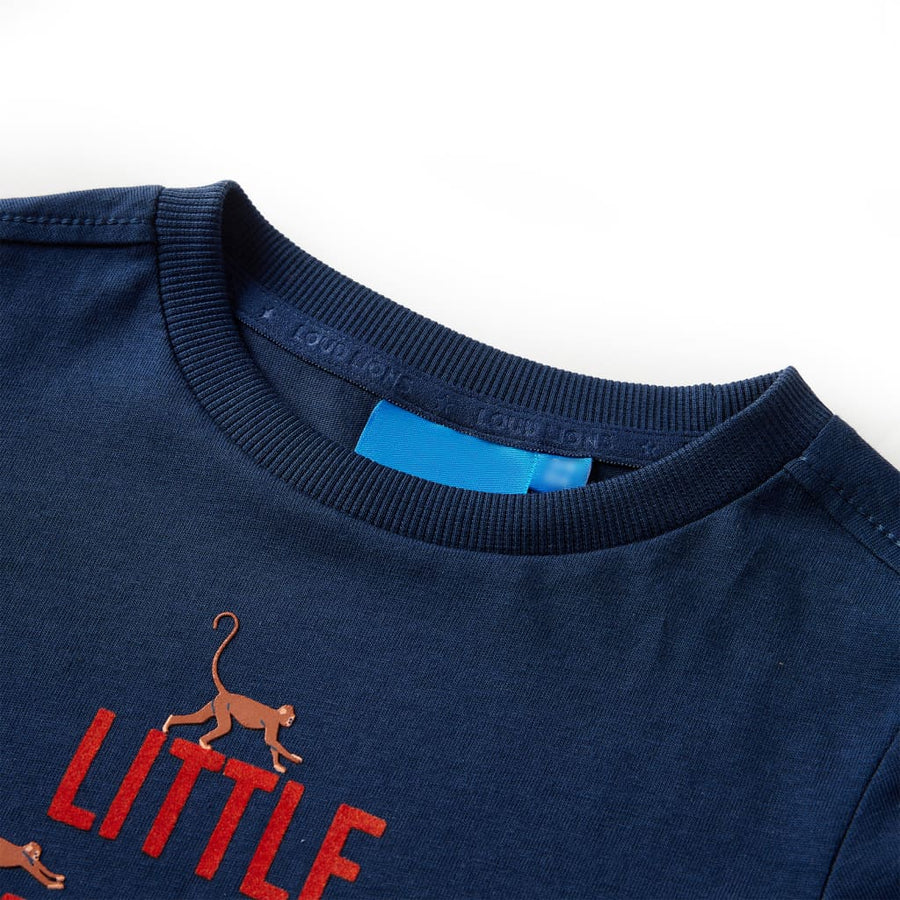 Kindershirt met lange mouwen 128 marineblauw Marineblauw