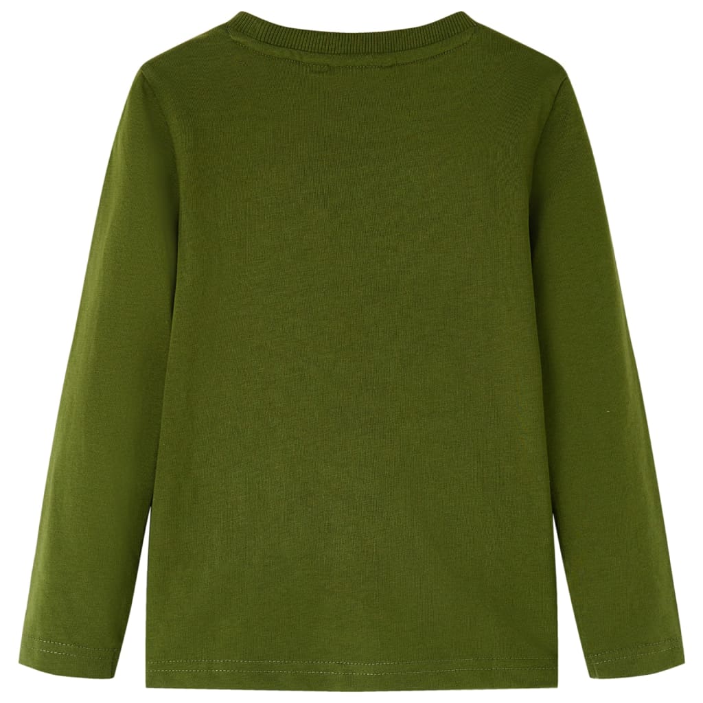 Kindershirt met lange mouwen 104 donkerkakikleurig Kaki